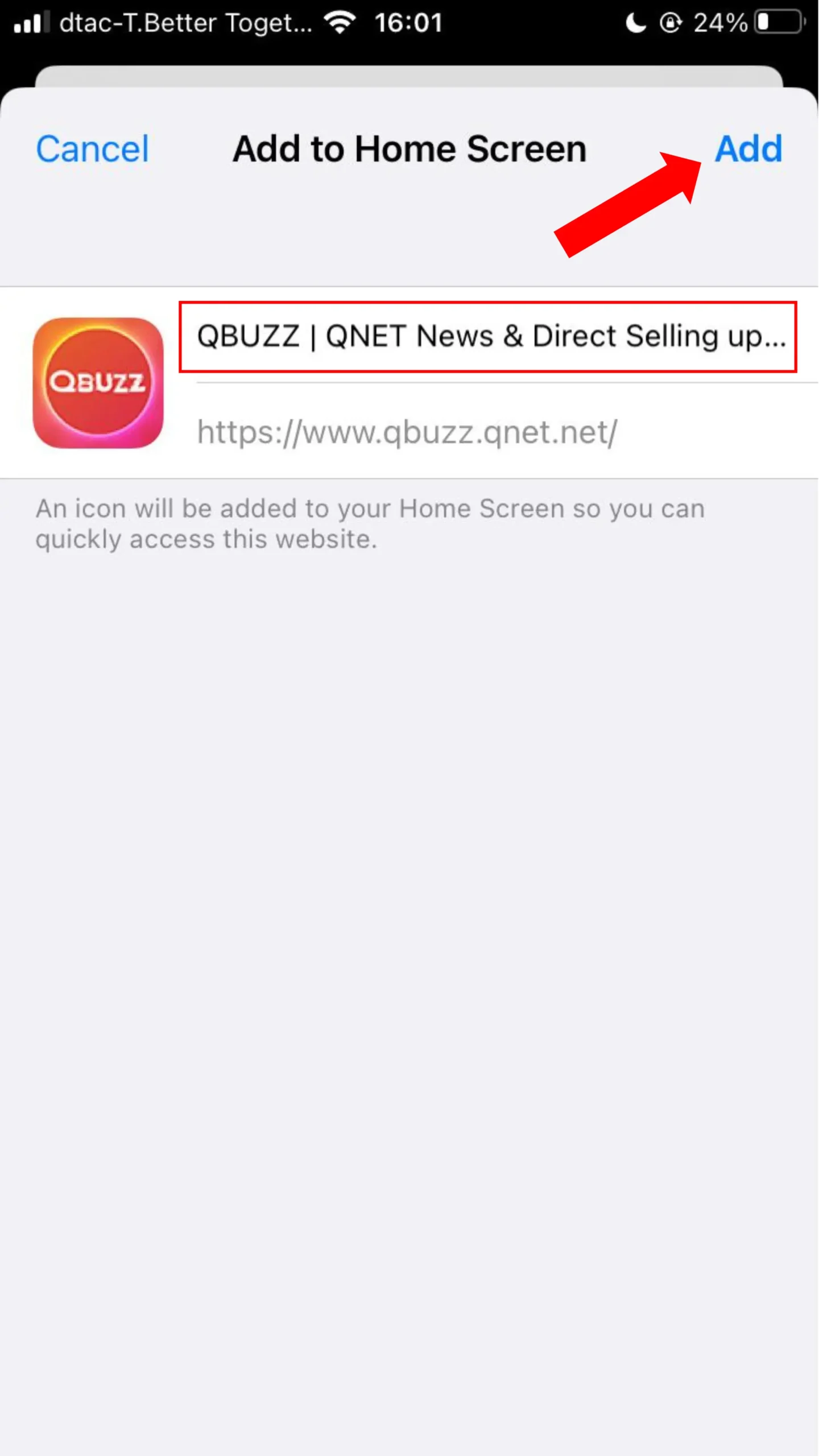 Comment ajouter QBUZZ à l'écran d'accueil sur iPhone et Android 4 Comment ajouter QBUZZ à l'écran d'accueil sur iPhone et Android